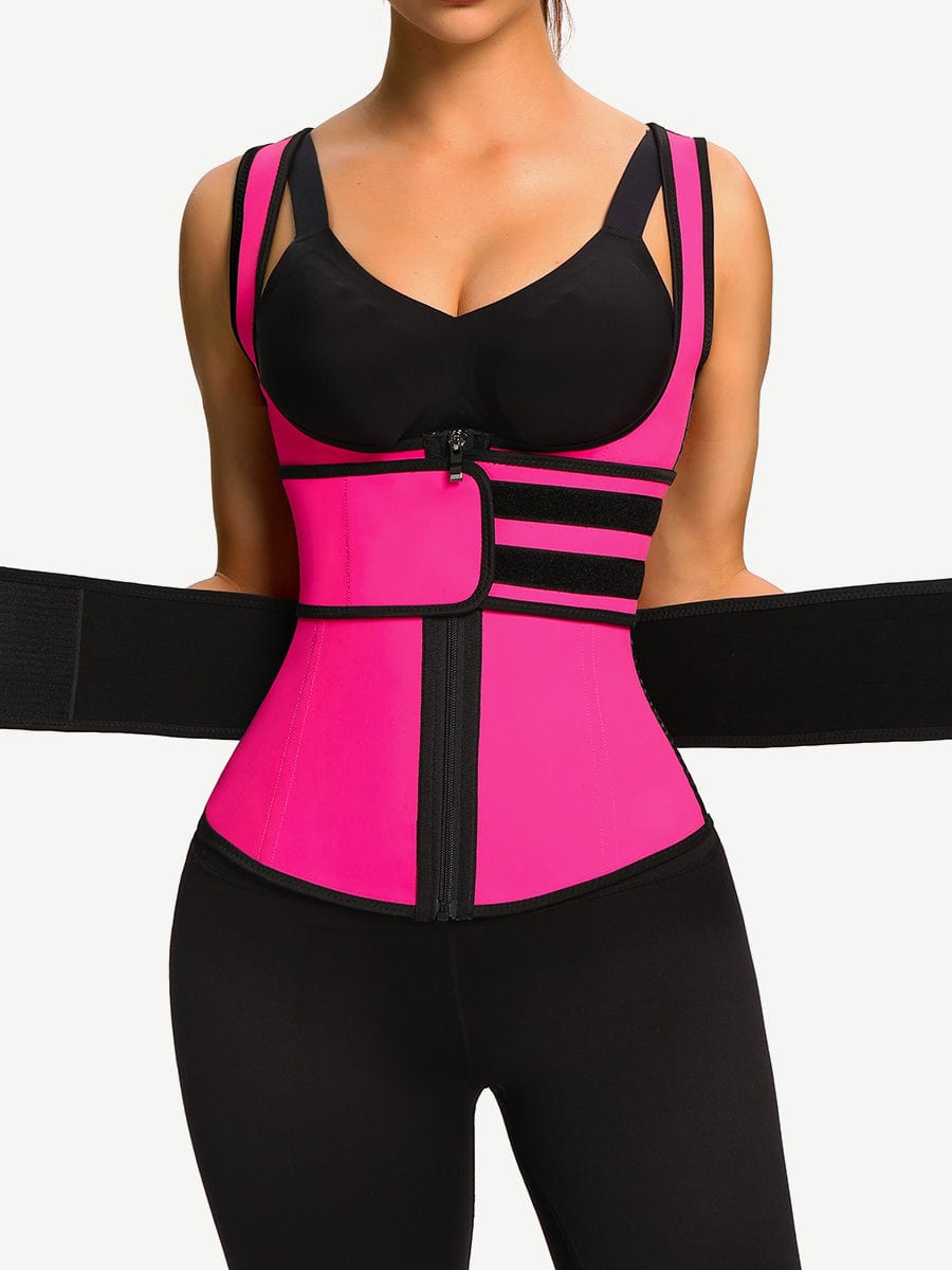 Latex Vest Shaper With Double Belts Black 1