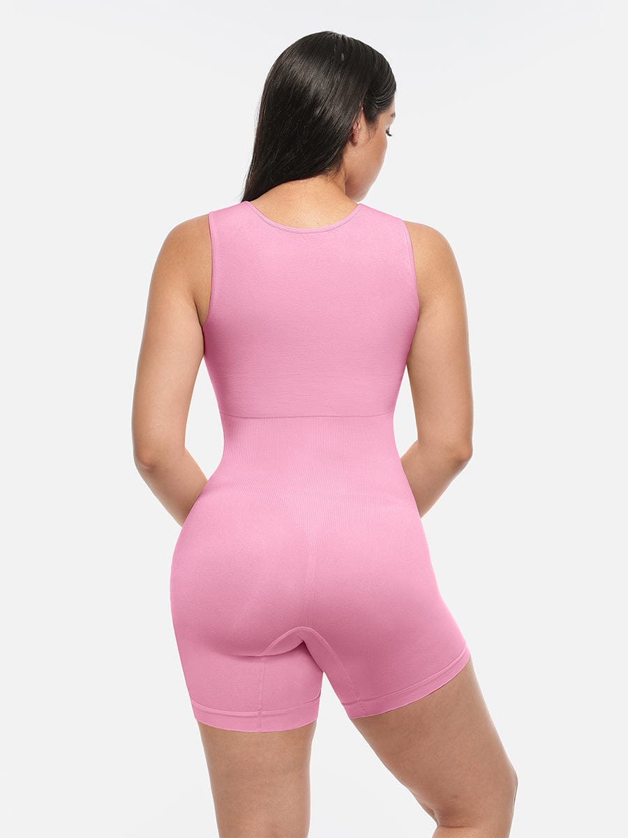 Eco-Friendly Inverted T-Strap Waist Shaping Jumpsuit Black 2