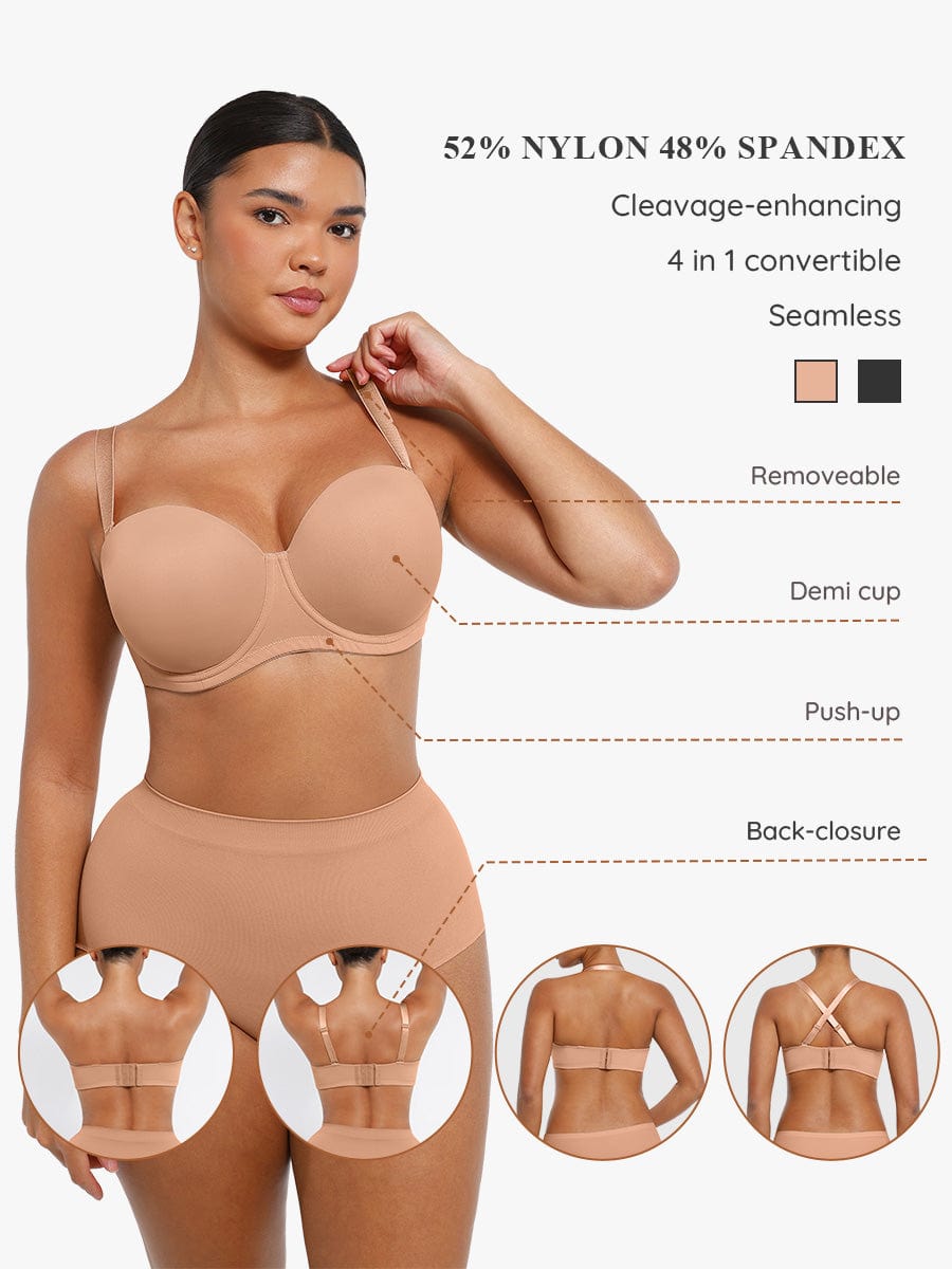 Strapless Gathering Underwire Half-Cup Bra 1