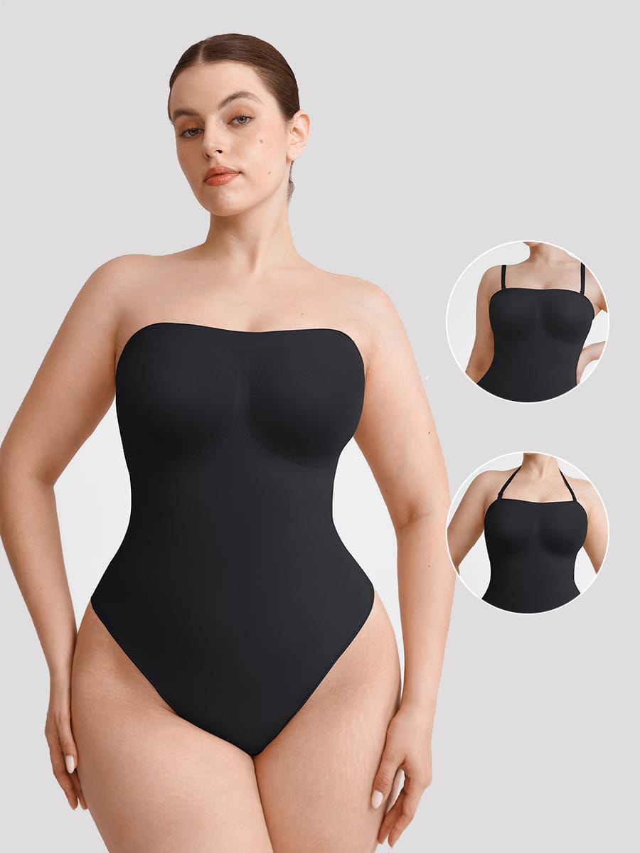 Seamless Strapless Tummy Control Thong Bodysuit 1