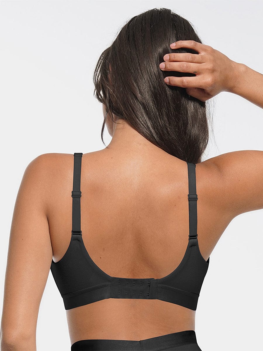 Deep V-Neck Ribbed Modal Bralette Black 2