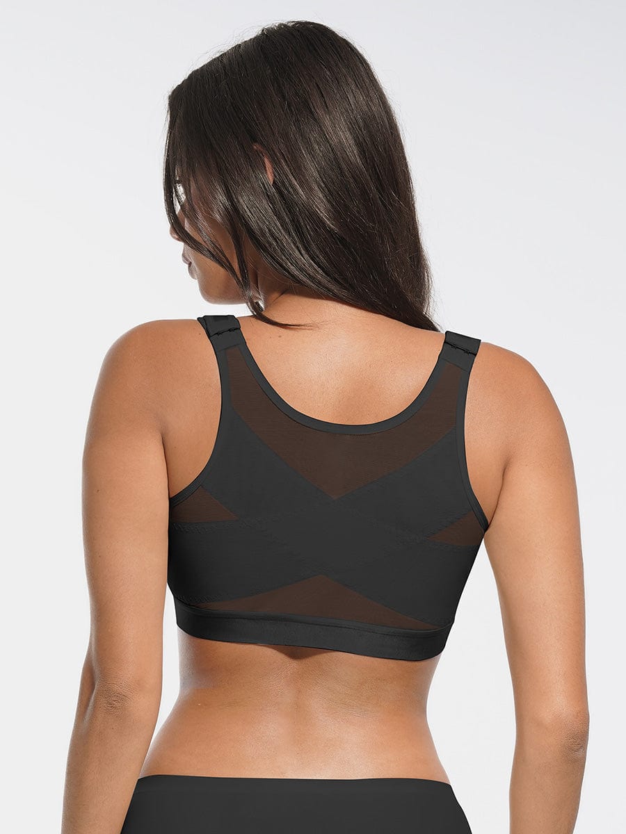 Full Coverage Wireless Post-Surgery Bra Black 2