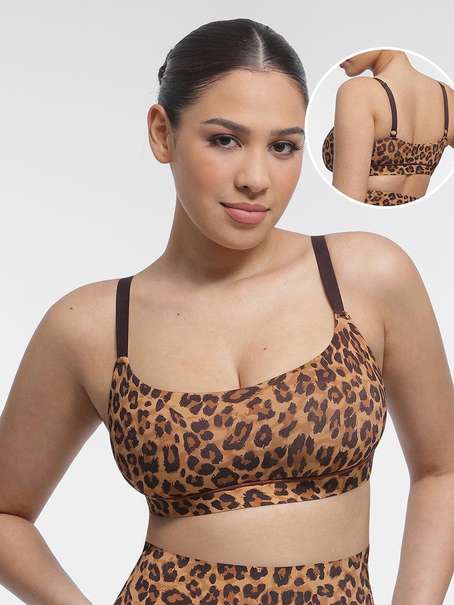 Everyday Adjustable Strap Bralette Leopard Brown 1