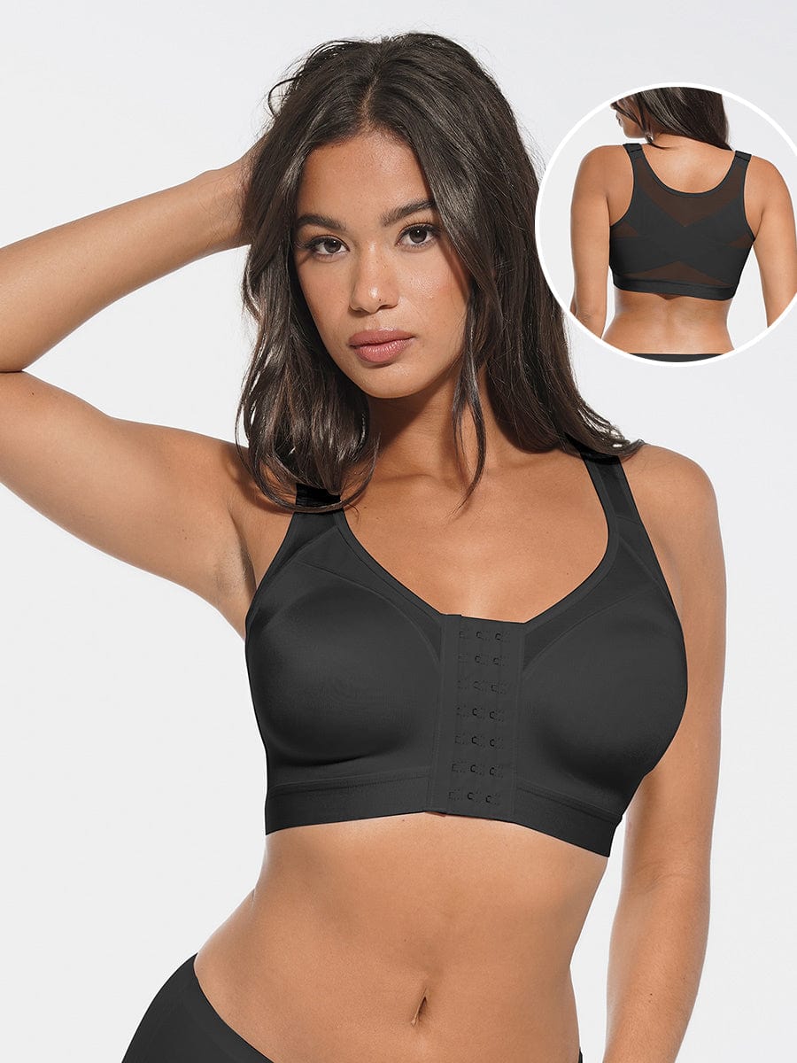 Full Coverage Wireless Post-Surgery Bra Black 1