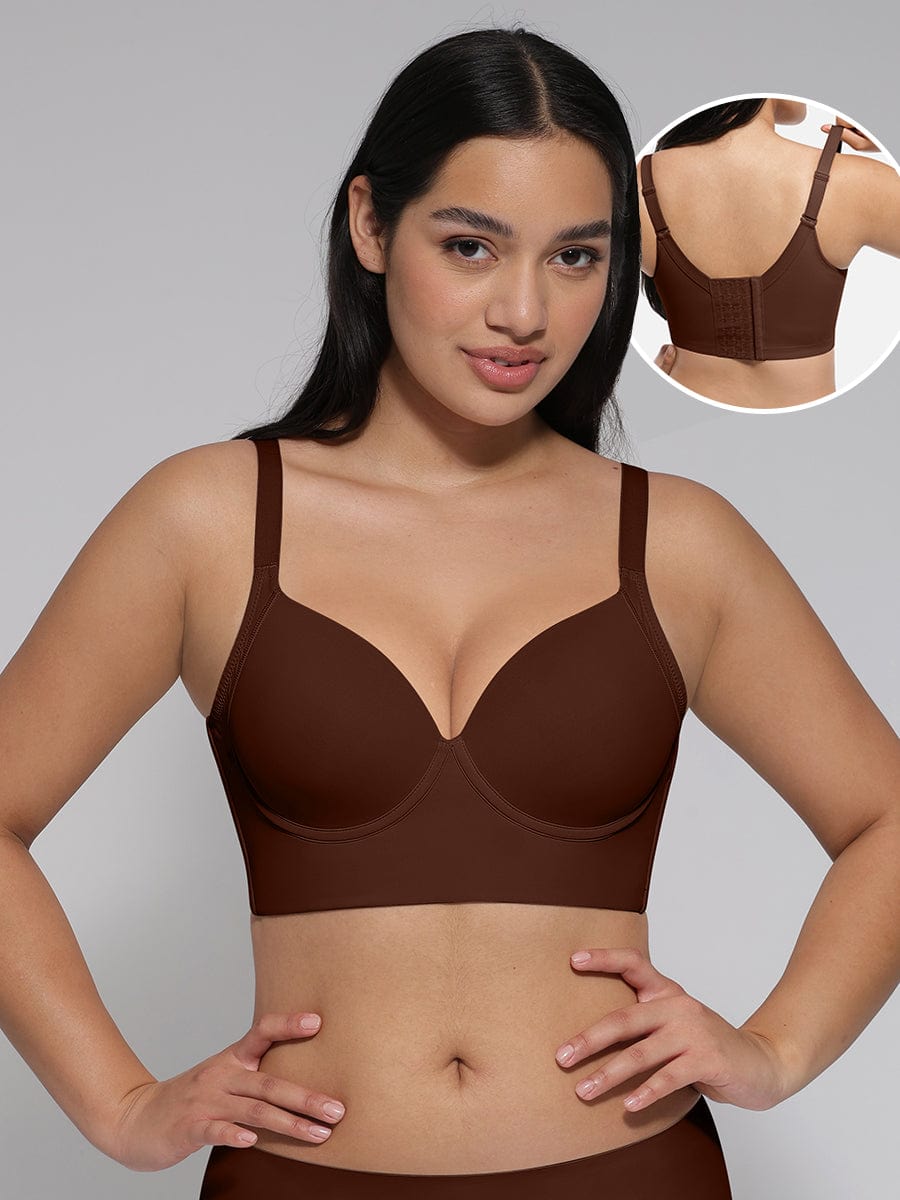 Underwire Push-Up Full Coverage Bra Dark Brown 1
