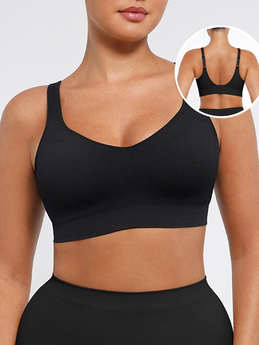 Wireless Bust Support Bra With Wide Straps Black 1