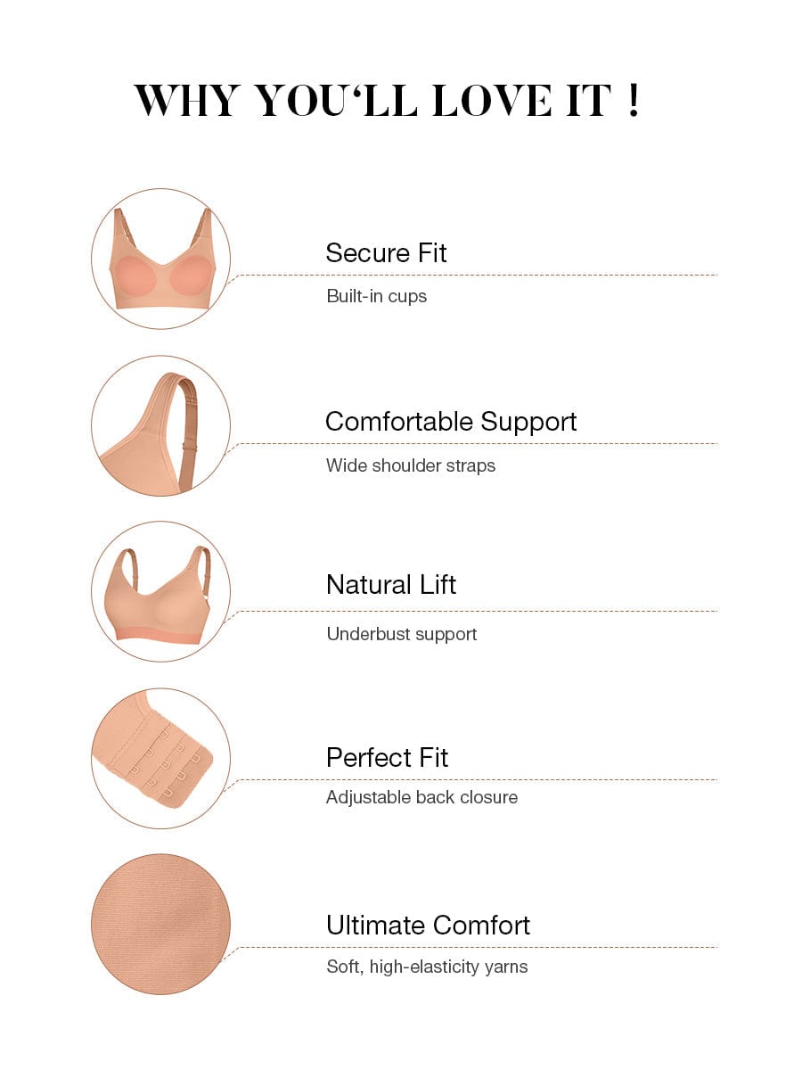 Wireless Bust Support Bra With Wide Straps Black 2