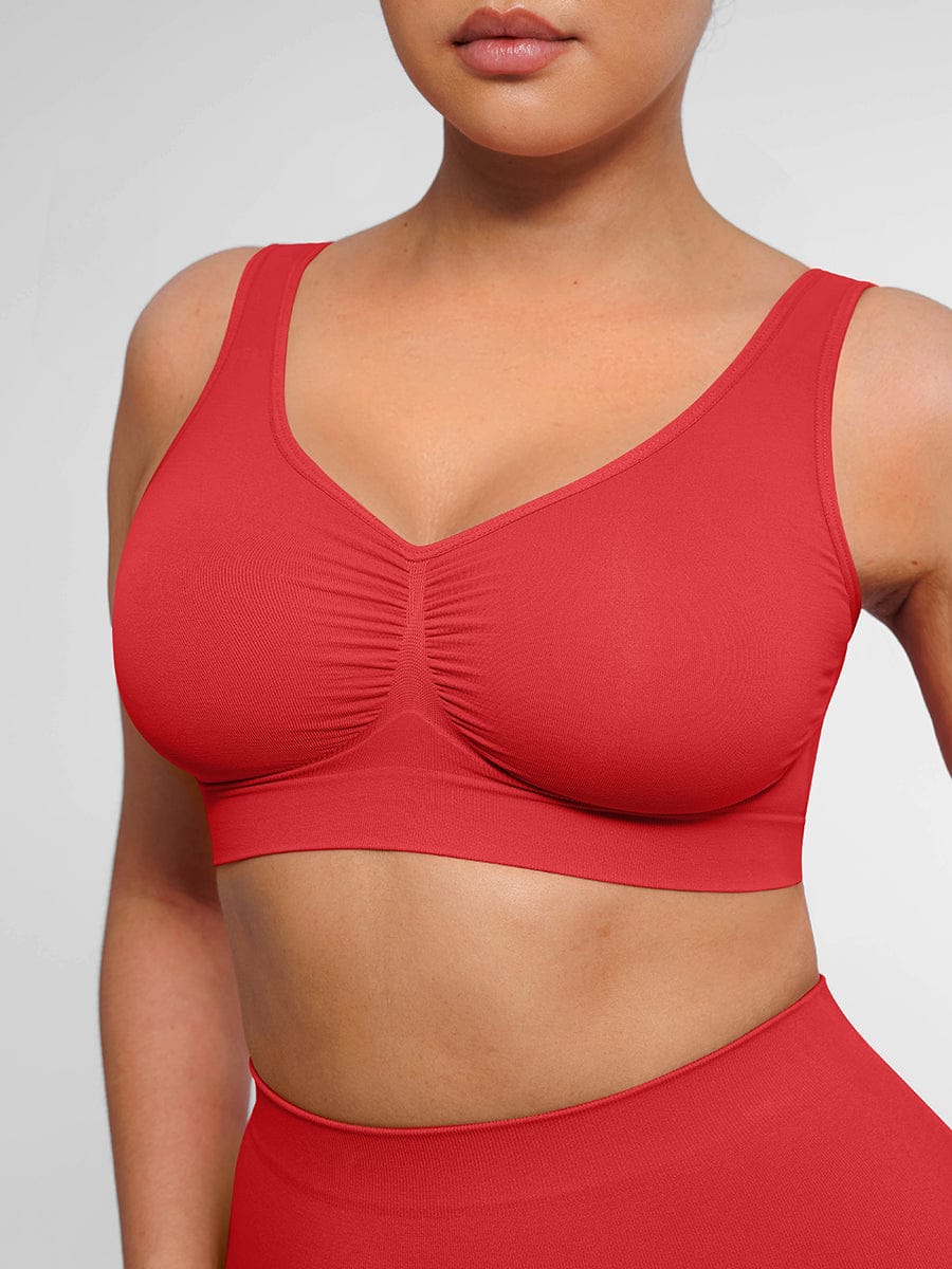 Seamless Wider Back Support Bra Red 1
