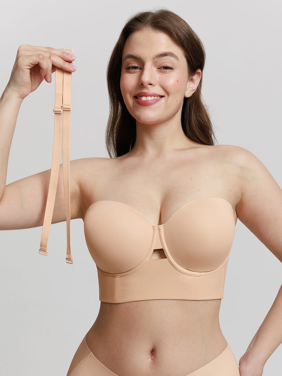 Strapless Half-Cup Underwire Bra Black 1