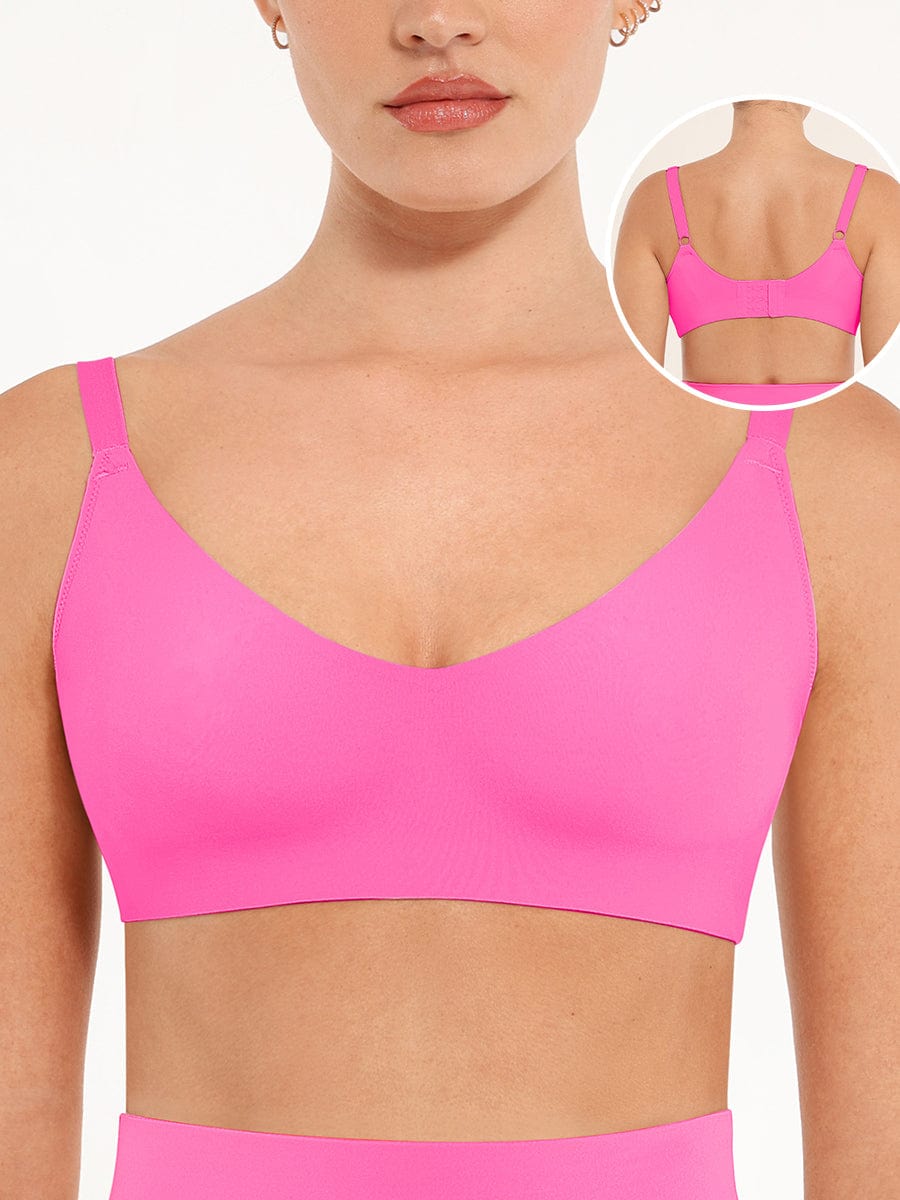 Seamless V-Neck Underarm-Smoothing Bralette Black 1