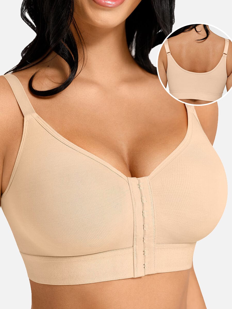 Post-Surgery Full Coverage Front Closure Bra Dark Skin 1