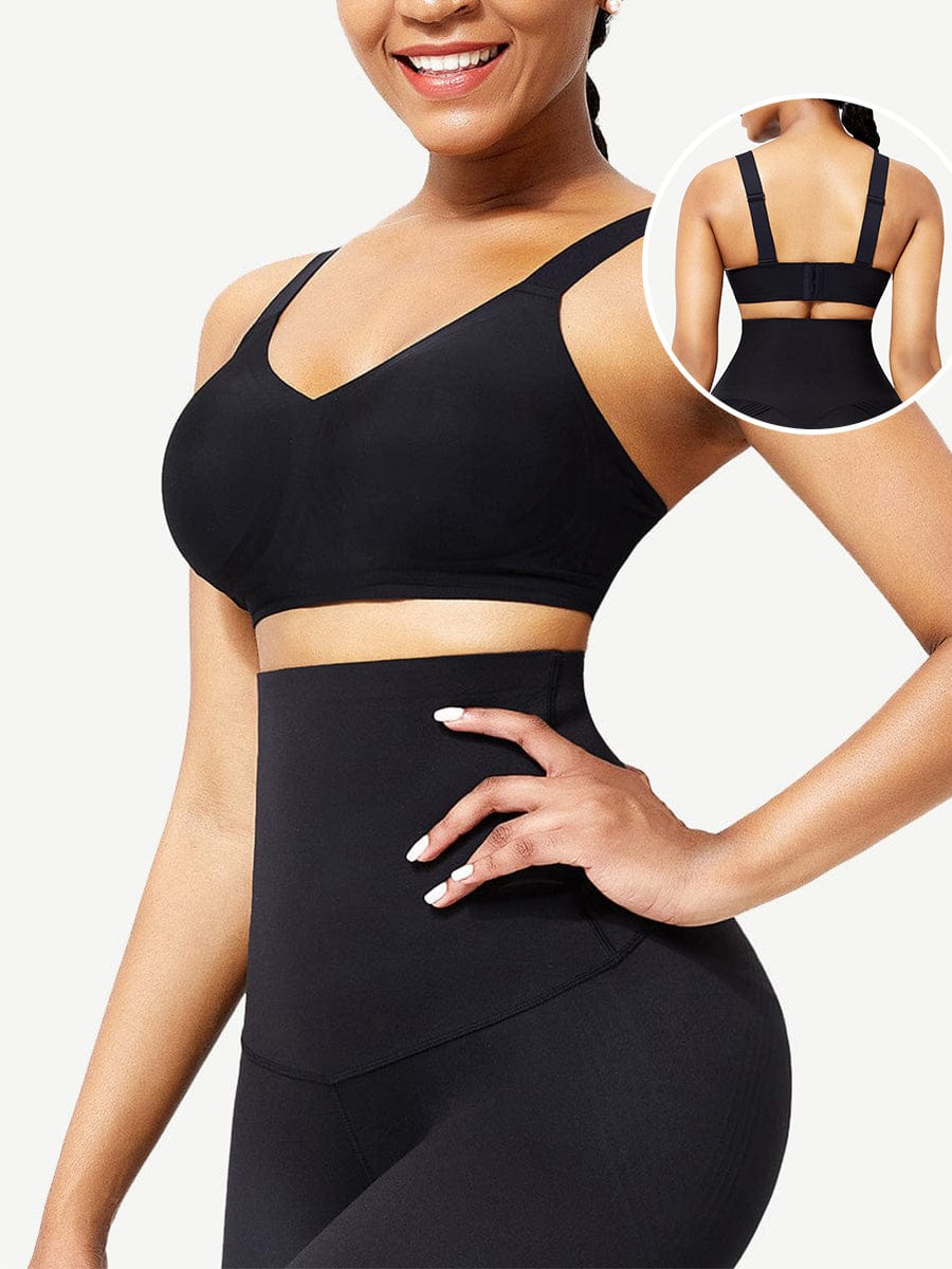 Seamless Shapewear Bra With Removable Pads Black 1