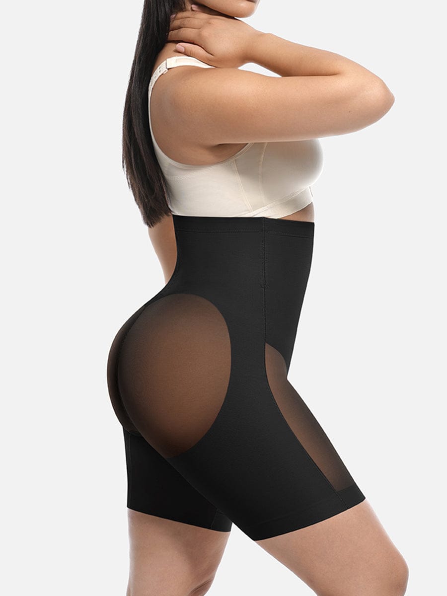 High-Waisted Butt-Lifting Shaper Shorts Dark Brown 1