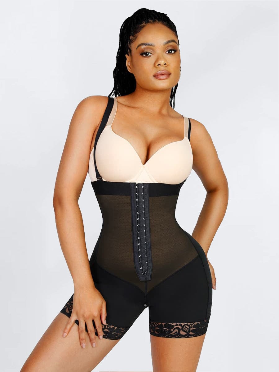 Lace Latex Buttocks-Lifting Shapewear Black 1