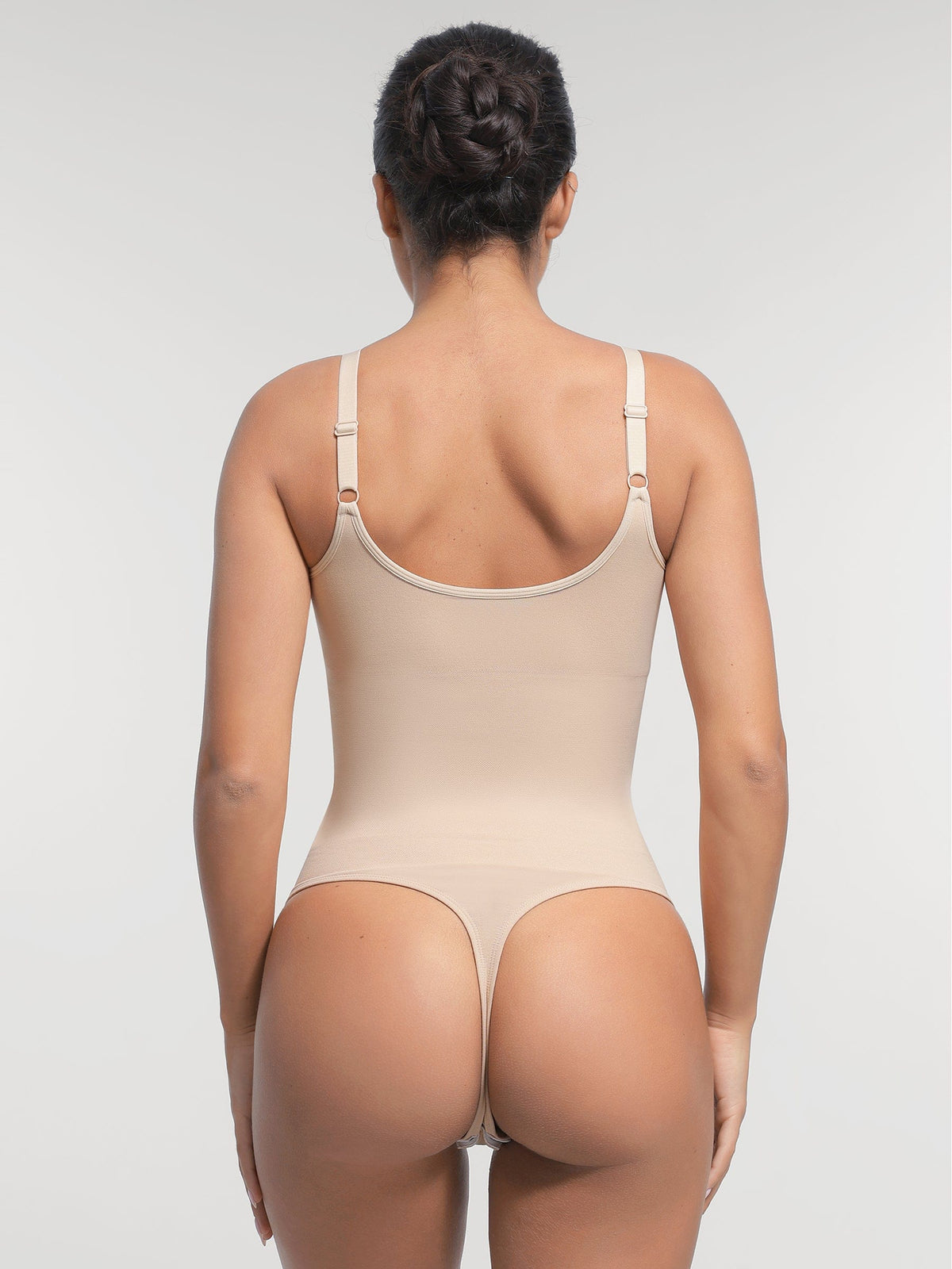 Seamless Built-In Bra Tummy Control Thong Bodysuit Black 2