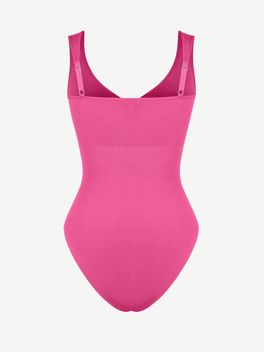 Diamond Neck Bust Support Panty Bodysuit Dark Pink 2