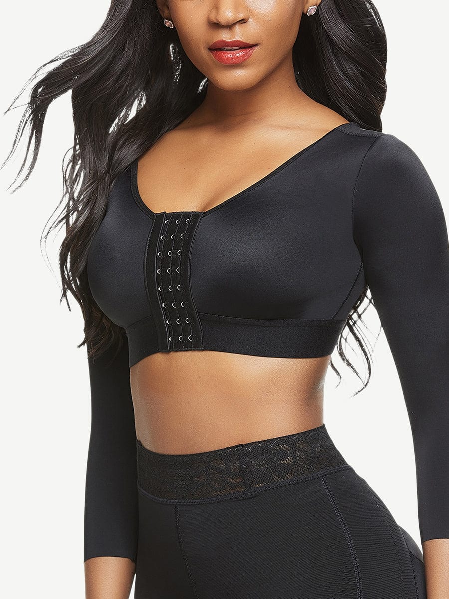 Post-Surgery Crop Shapewear With 3-Row Hooks Black 1