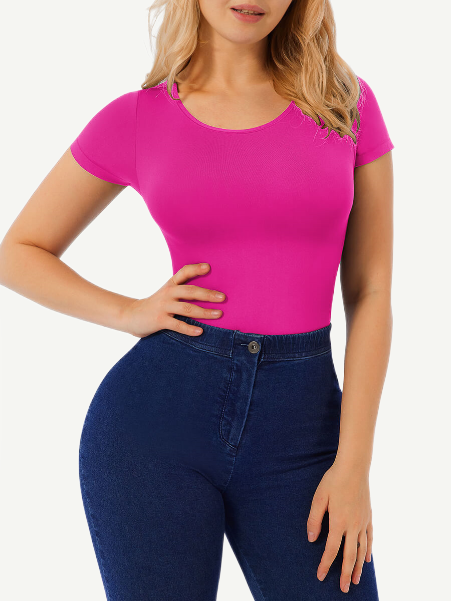 Seamless Short-Sleeve Thong Bodysuit Black 1