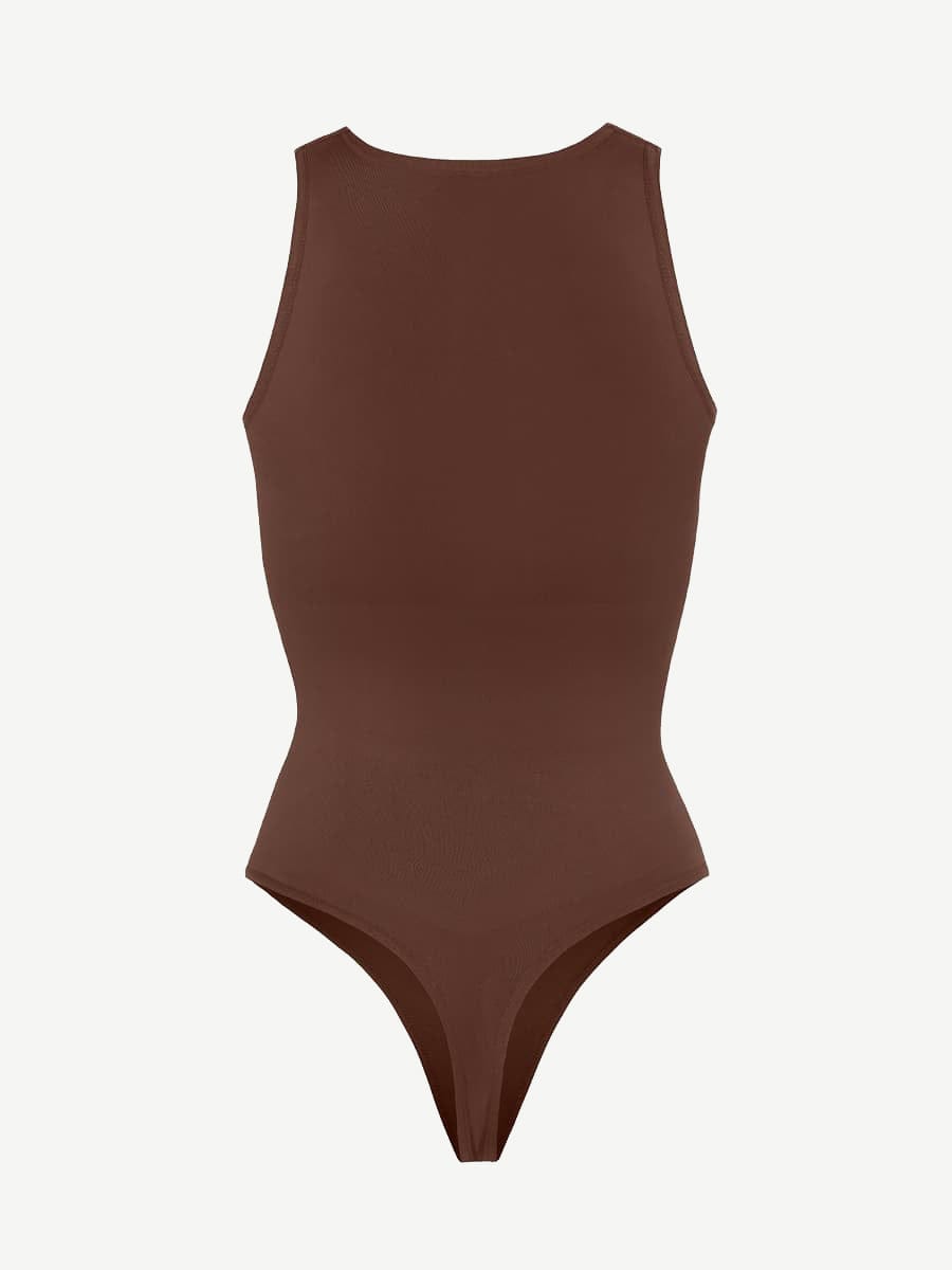 Eco-Friendly Outer Crew Thong Bodysuit Dark Brown 2