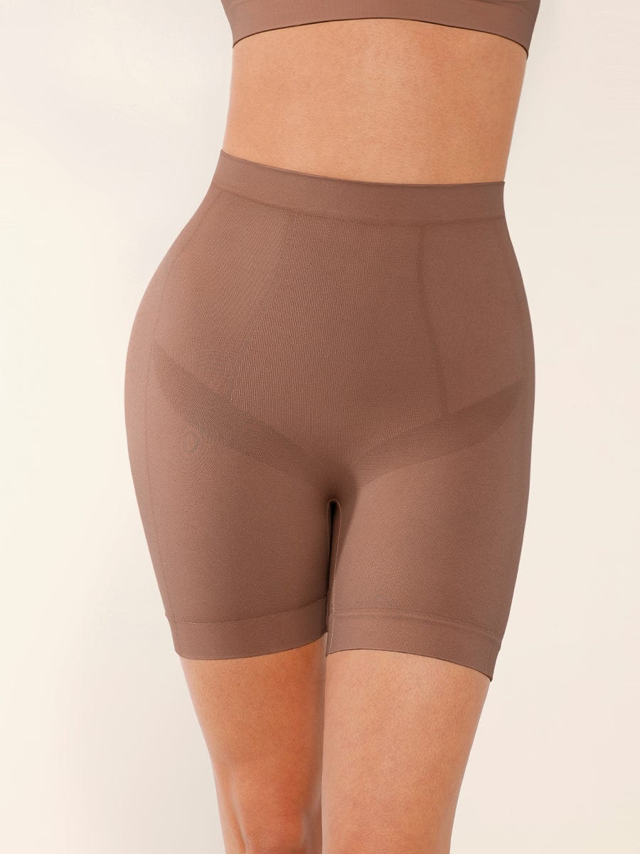 Seamless Mid-Waist Tummy Control Boyshorts Black 1