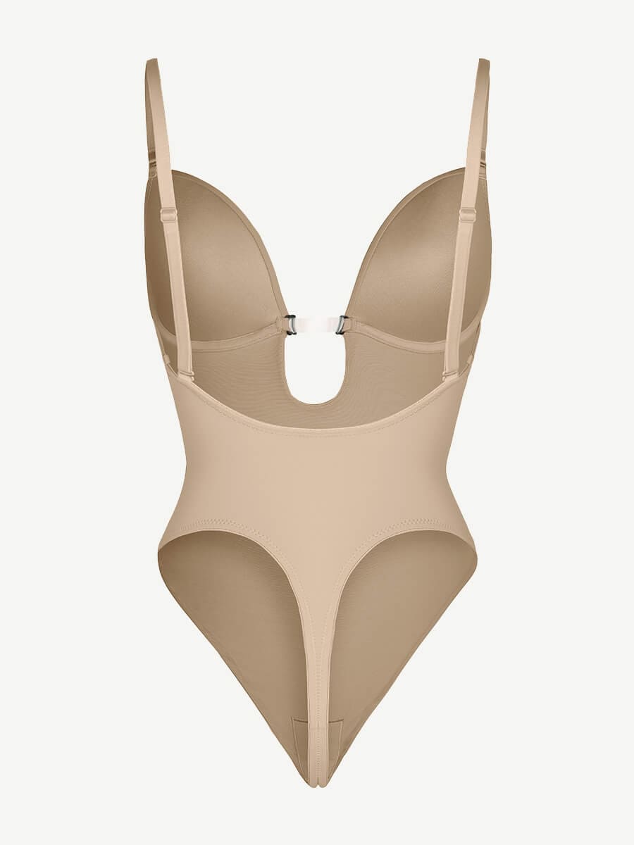 Low-Cut Wedding Thong Bodysuit Black 2