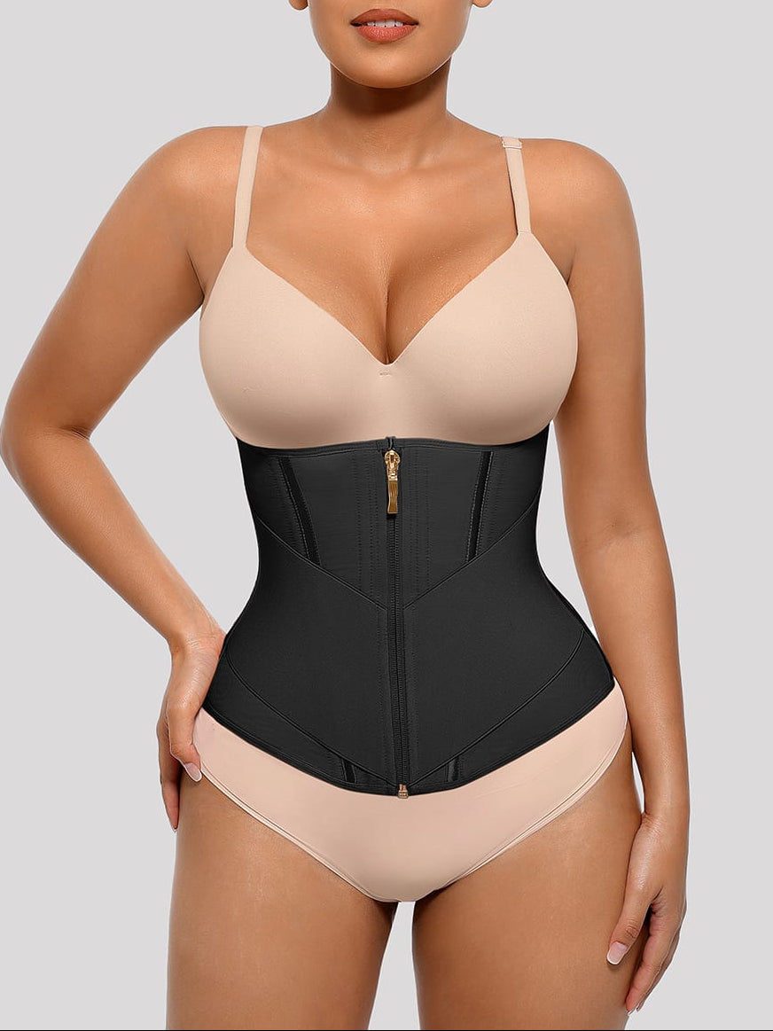 11 Steel Bone Front Zipper Waist Trainer Vest 1