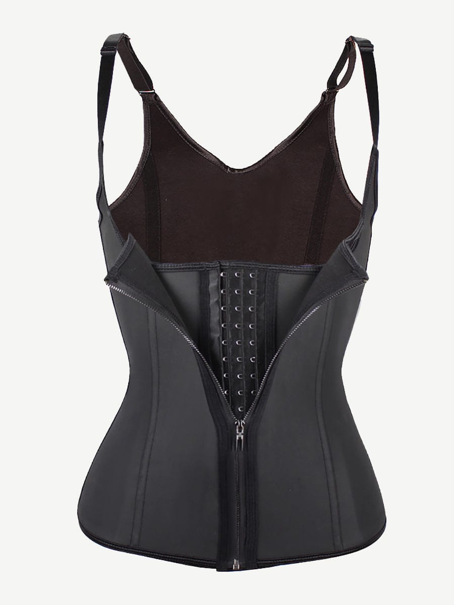 6 Steel Bone Waist Trainer Vest With 3-Row Hook Black 1