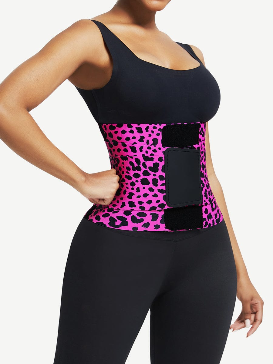 Sauna Waist Trainer With 5 Steel Bones Leopard Pink 1