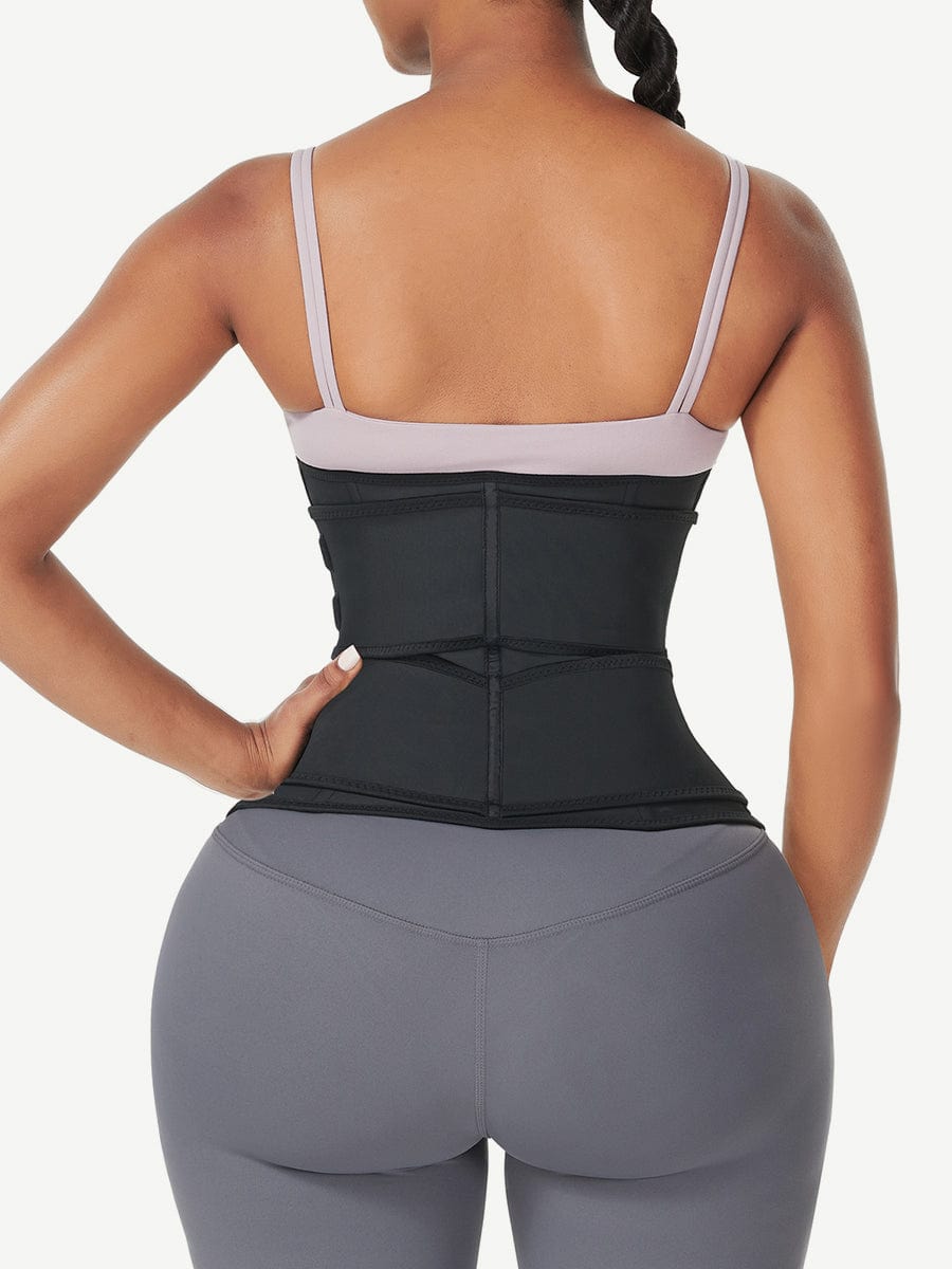 Under-Bust Latex Waist Trainer With Double Belts Black 2