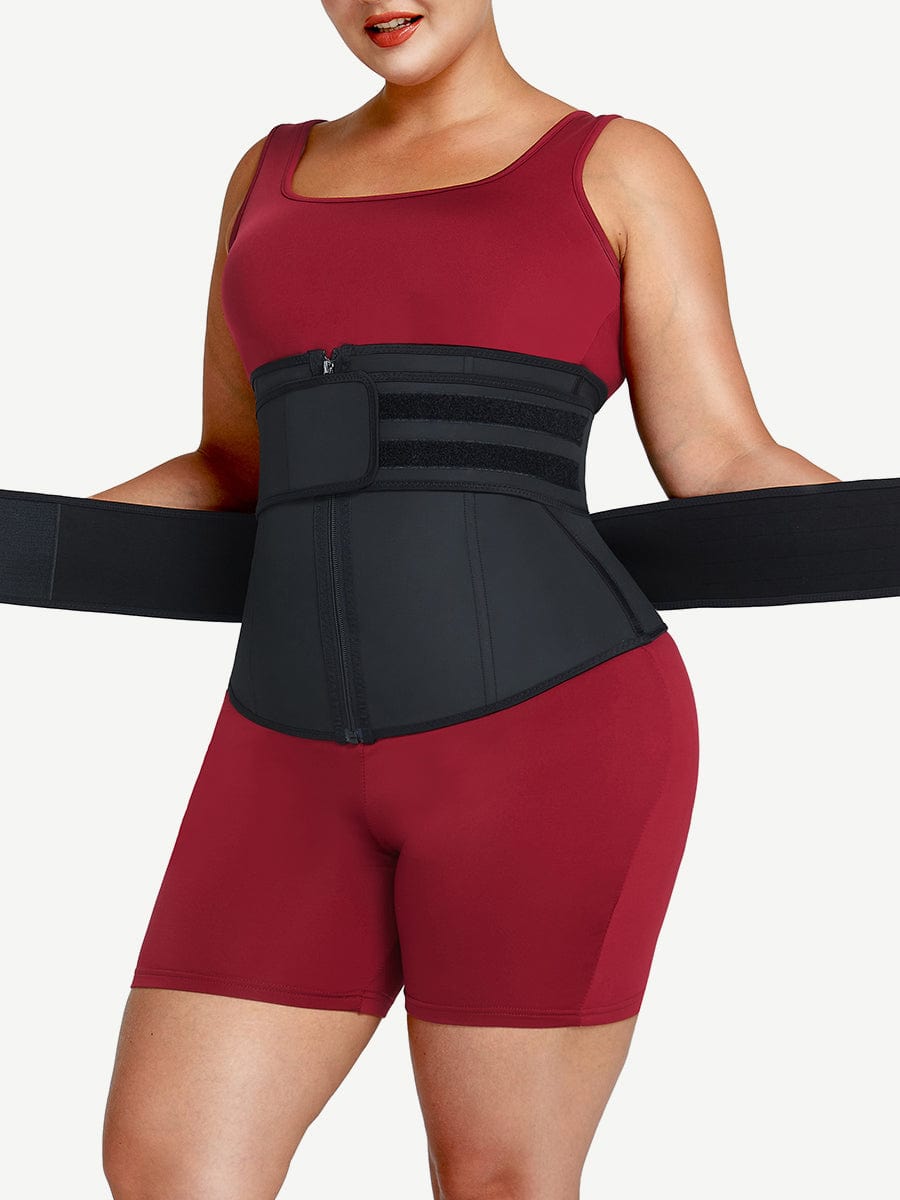 Plus Size Latex Waist Cincher Black 1