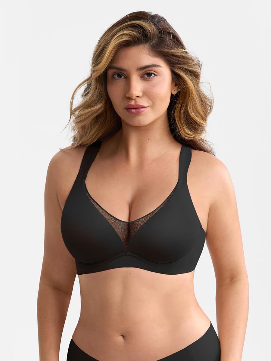 Full Coverage Plunge Minimizer Bra Black 1