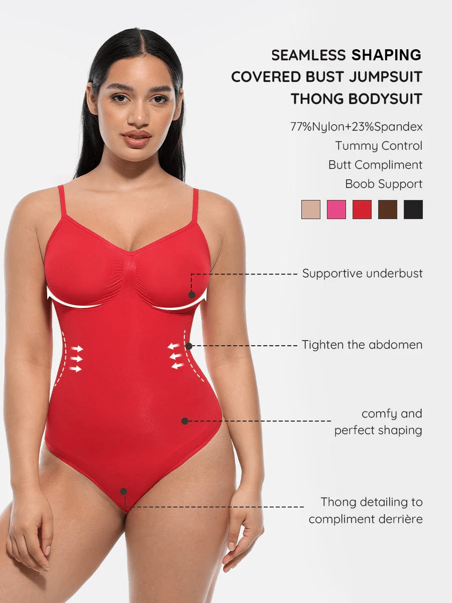 Seamless Covered Bust Thong Bodysuit 29