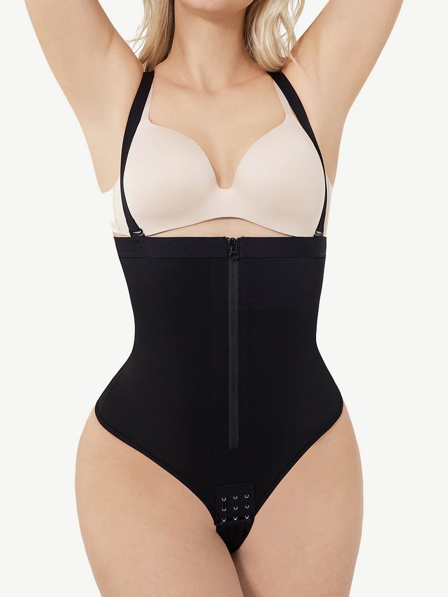 High-Waist Thong Panty Shapewear Plus Size Black 1