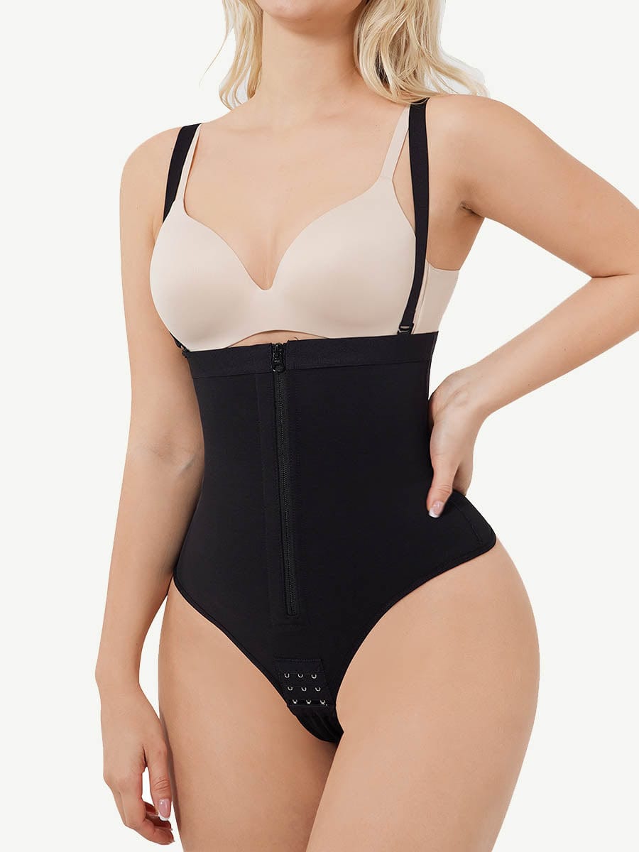 High-Waist Thong Panty Shapewear Plus Size Black 2