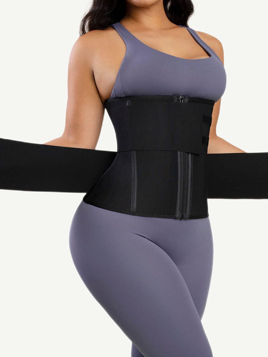 Steel-Boned Waist Trainer With Double Belts Black 3
