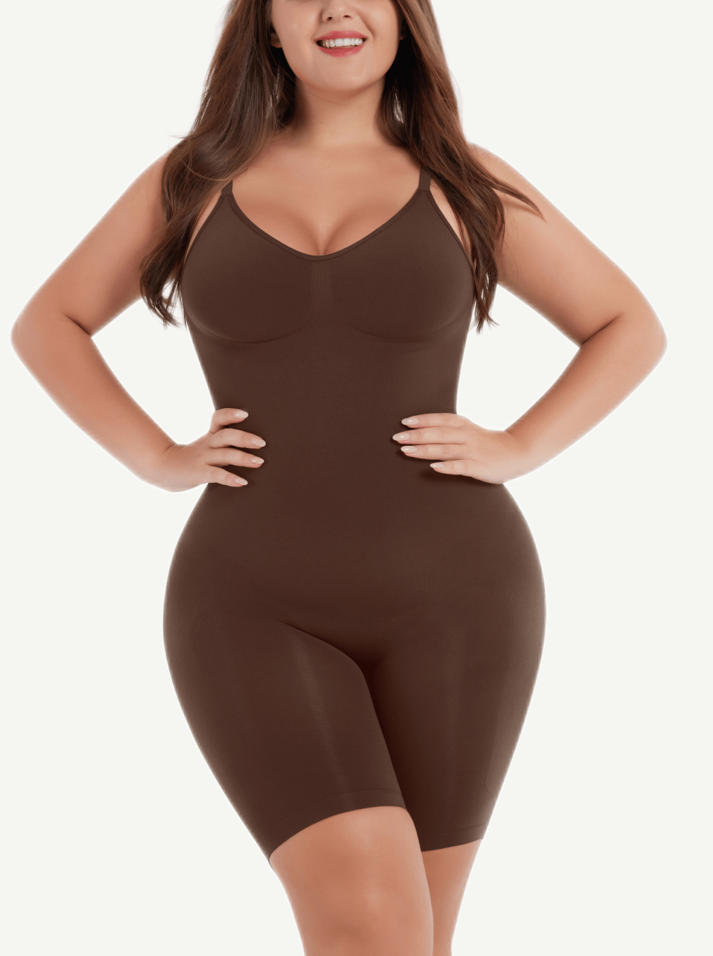 Covered Open-Back Boxer Bodysuit Dark Brown 1