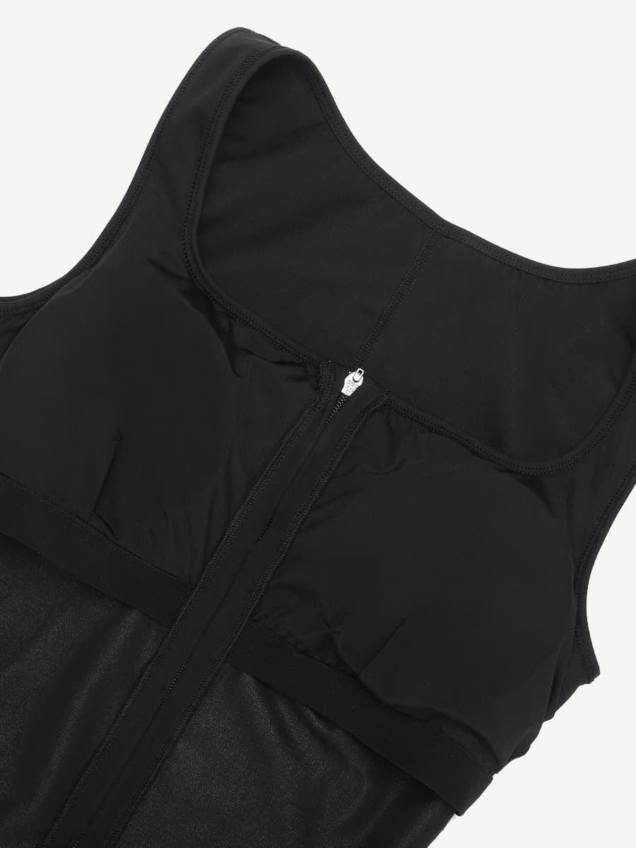 Zip-Front Sports Sauna Jumpsuit Dark Green 6