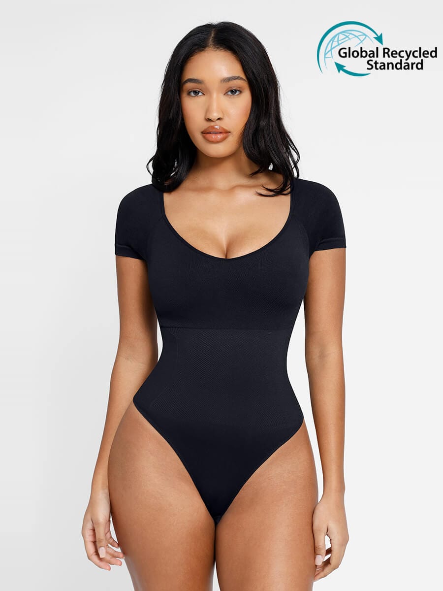 Eco-Friendly Square Neck Shaping Jumpsuit Black 1