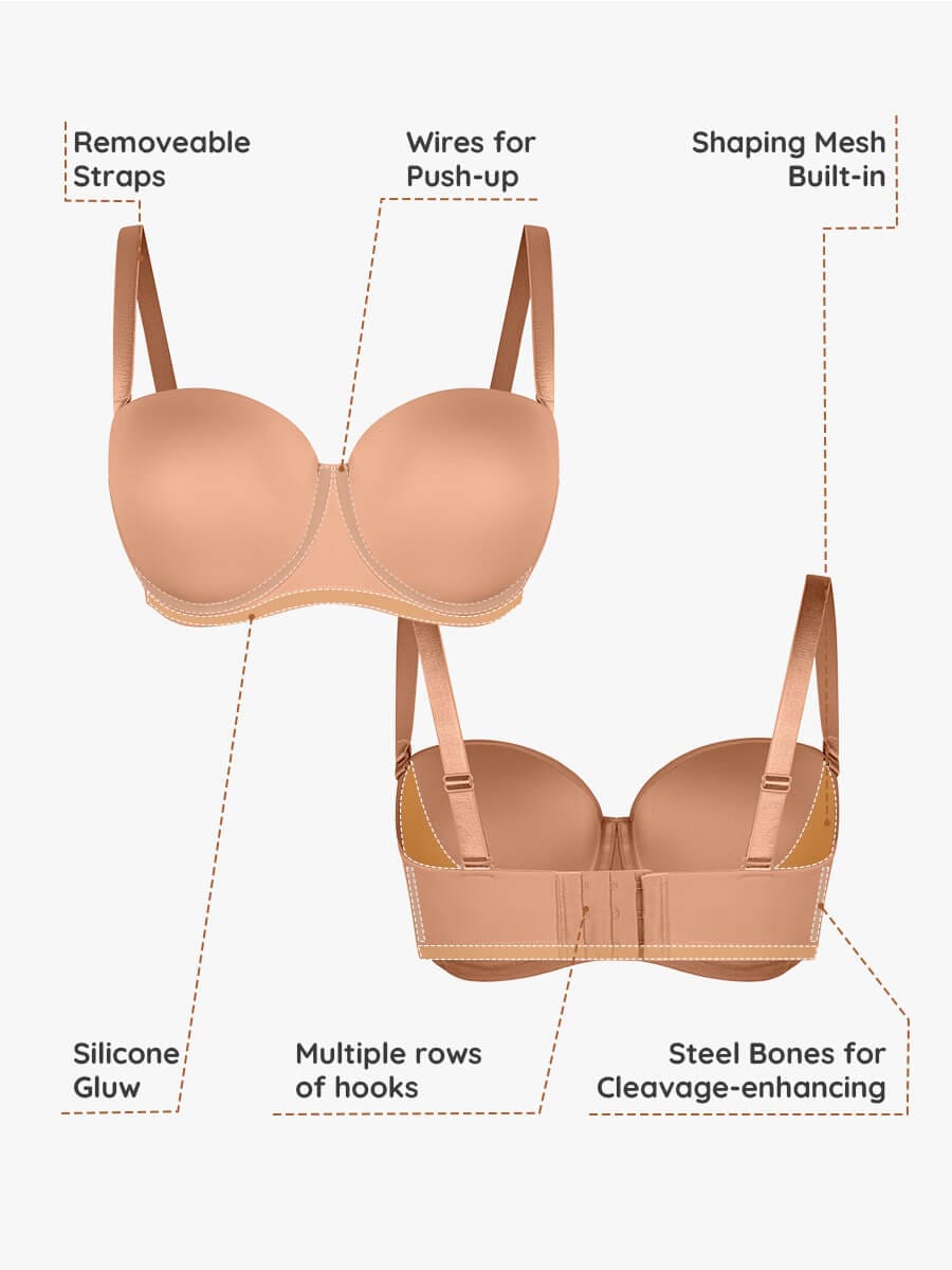 Strapless Gathering Underwire Half-Cup Bra 2