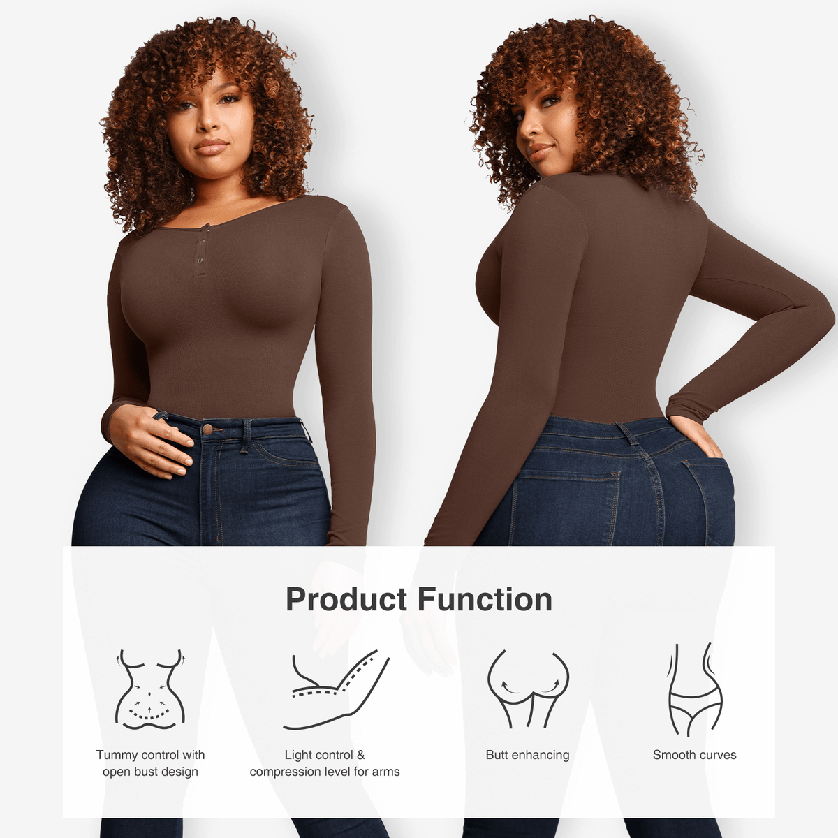 Seamless Outer Long Sleeve Thong Bodysuit 25