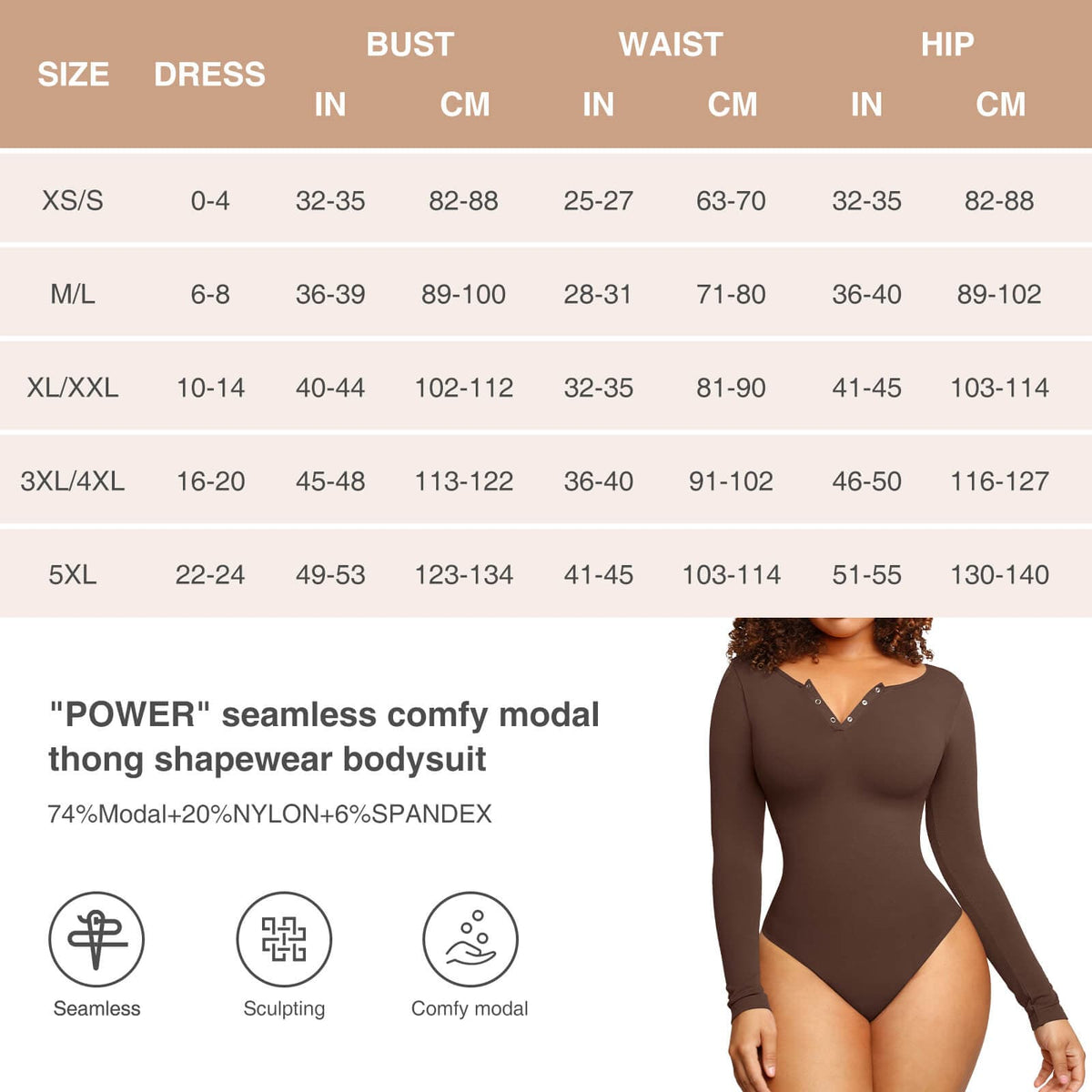 Seamless Outer Long Sleeve Thong Bodysuit 30