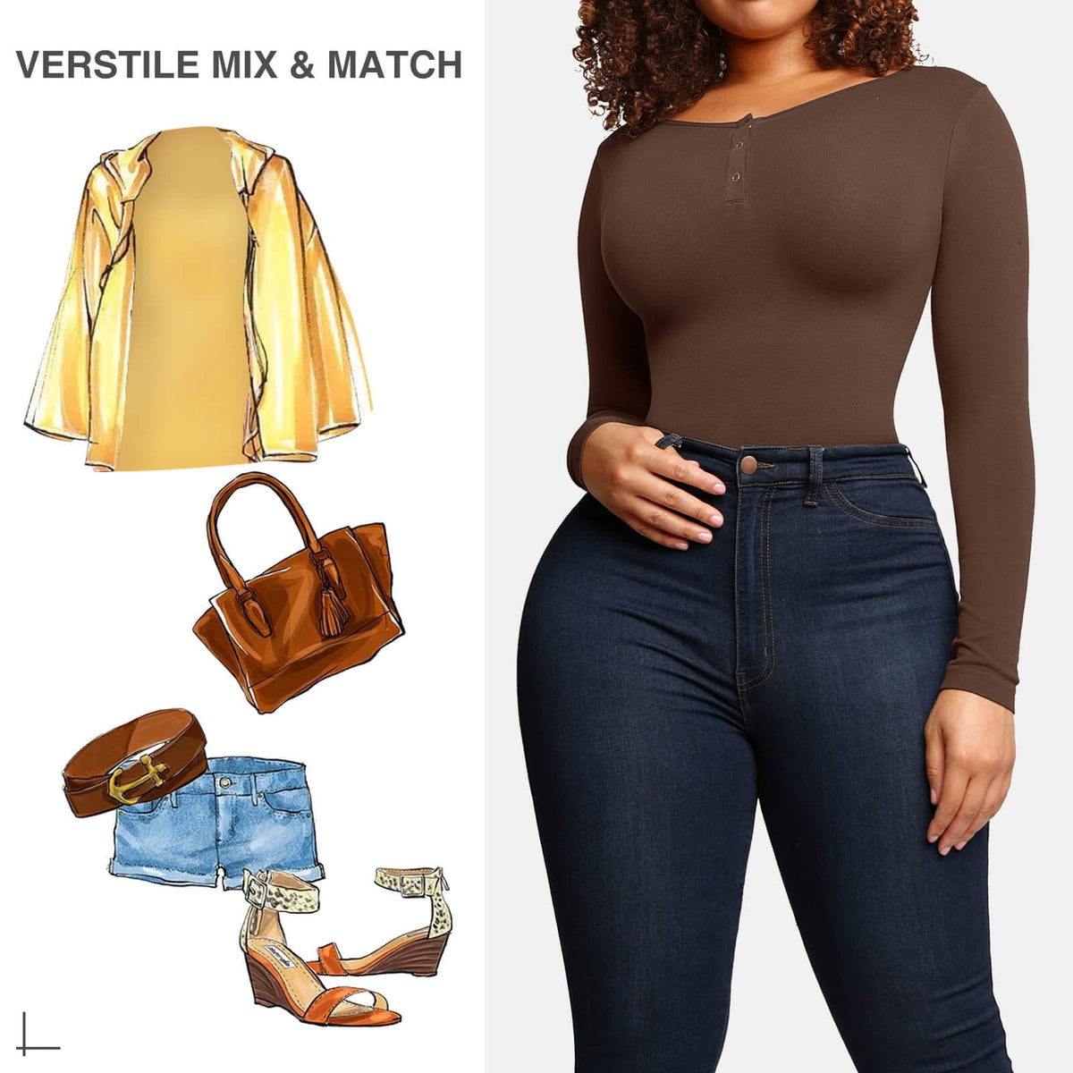 Seamless Outer Long Sleeve Thong Bodysuit 29