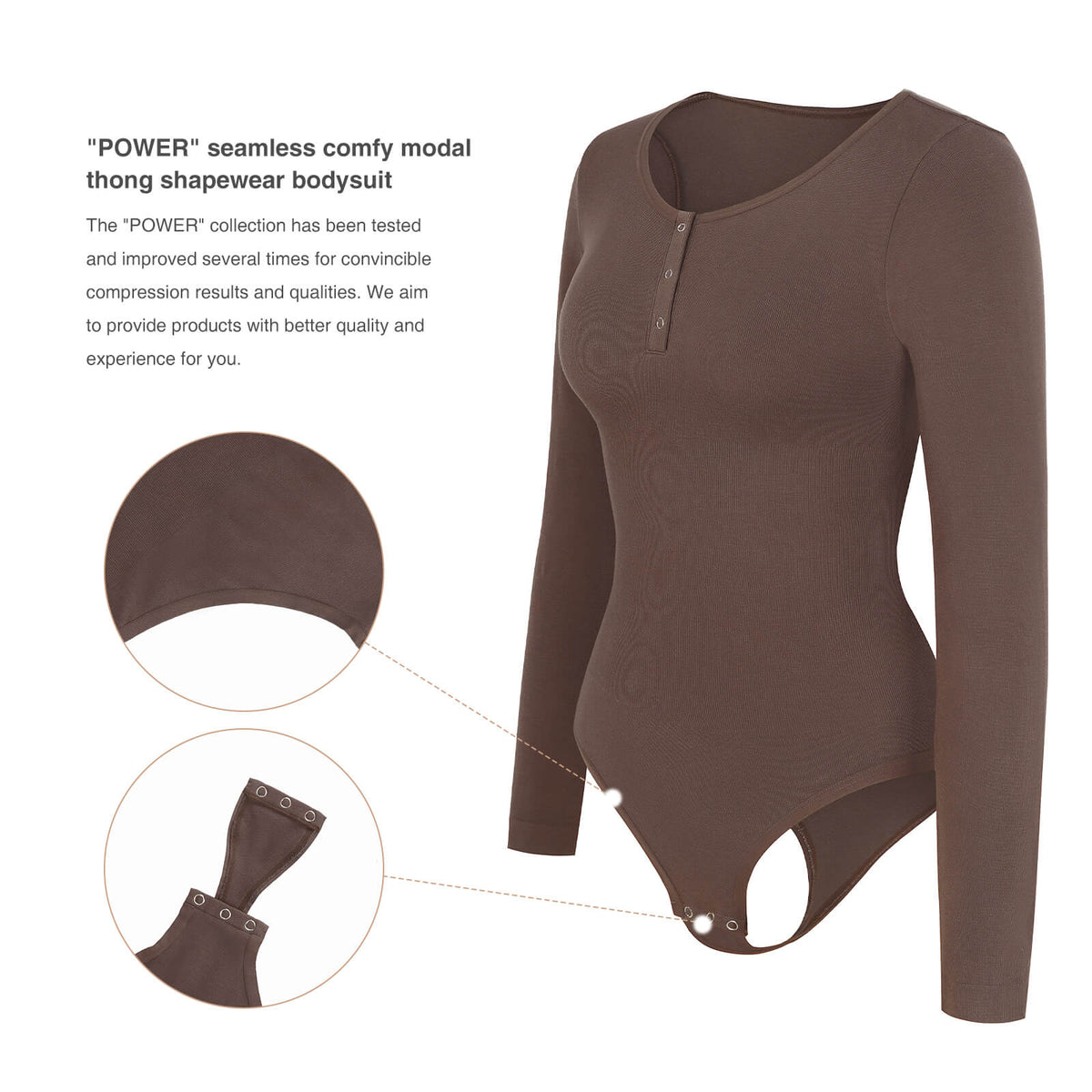 Seamless Outer Long Sleeve Thong Bodysuit 23