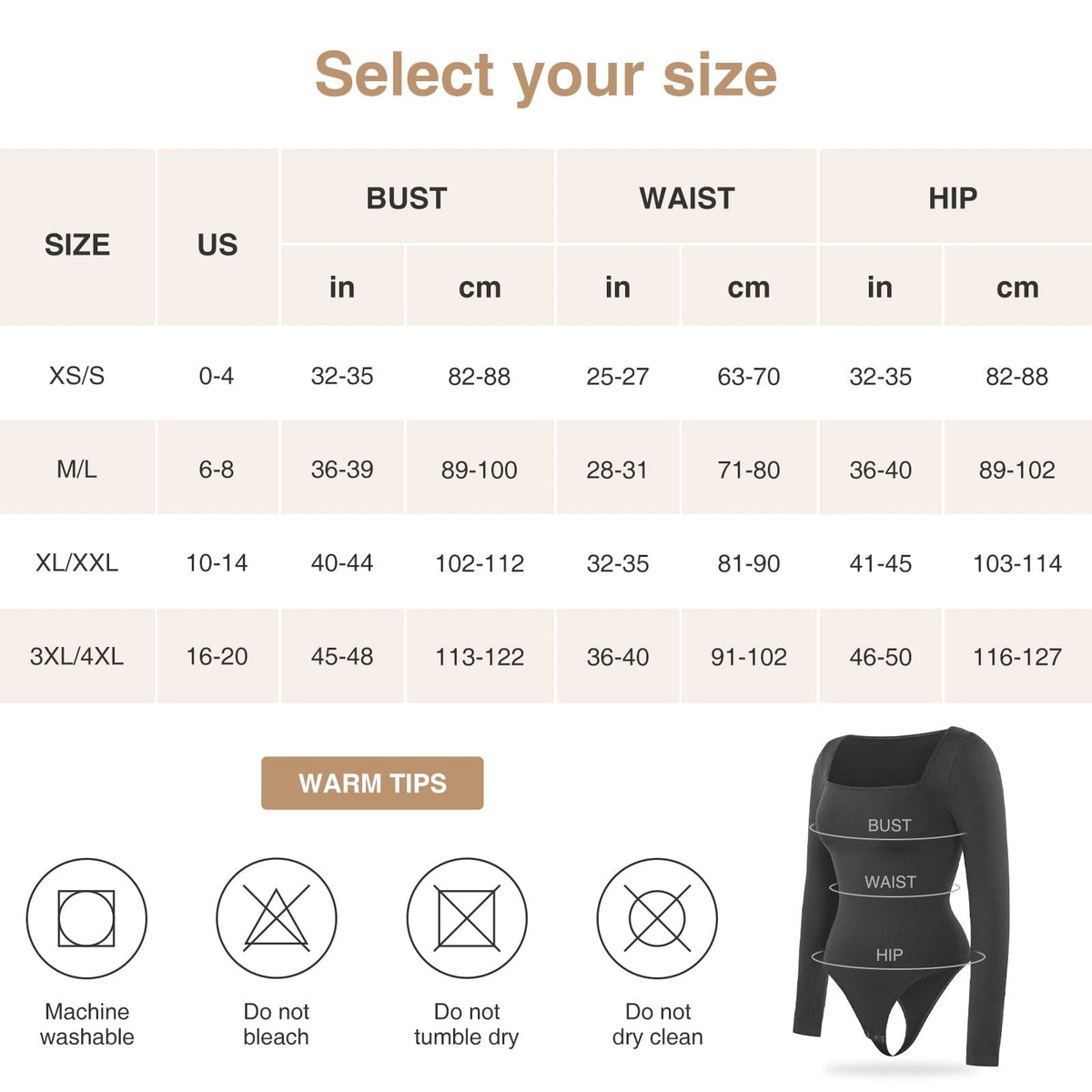 Eco-Friendly Square Neck Long Sleeve Waist Control Bodysuit 20