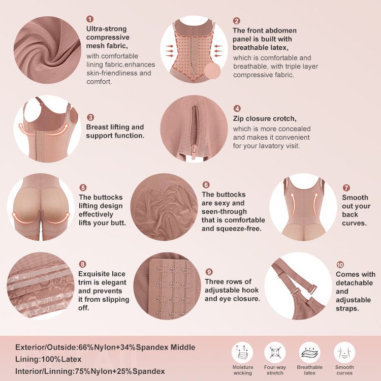 Latex Open-Bust Full Body Shaper With Back Smoothing 9