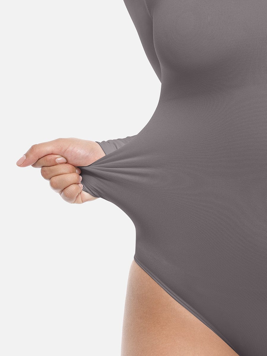 Seamless Long Sleeve Slim Corset Bodysuit White 3