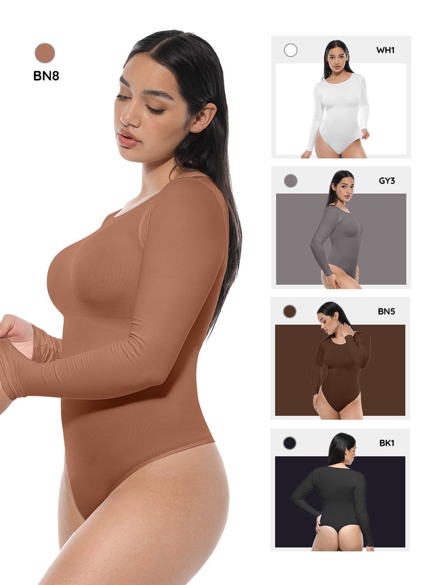 Seamless Long Sleeve Slim Corset Bodysuit 6