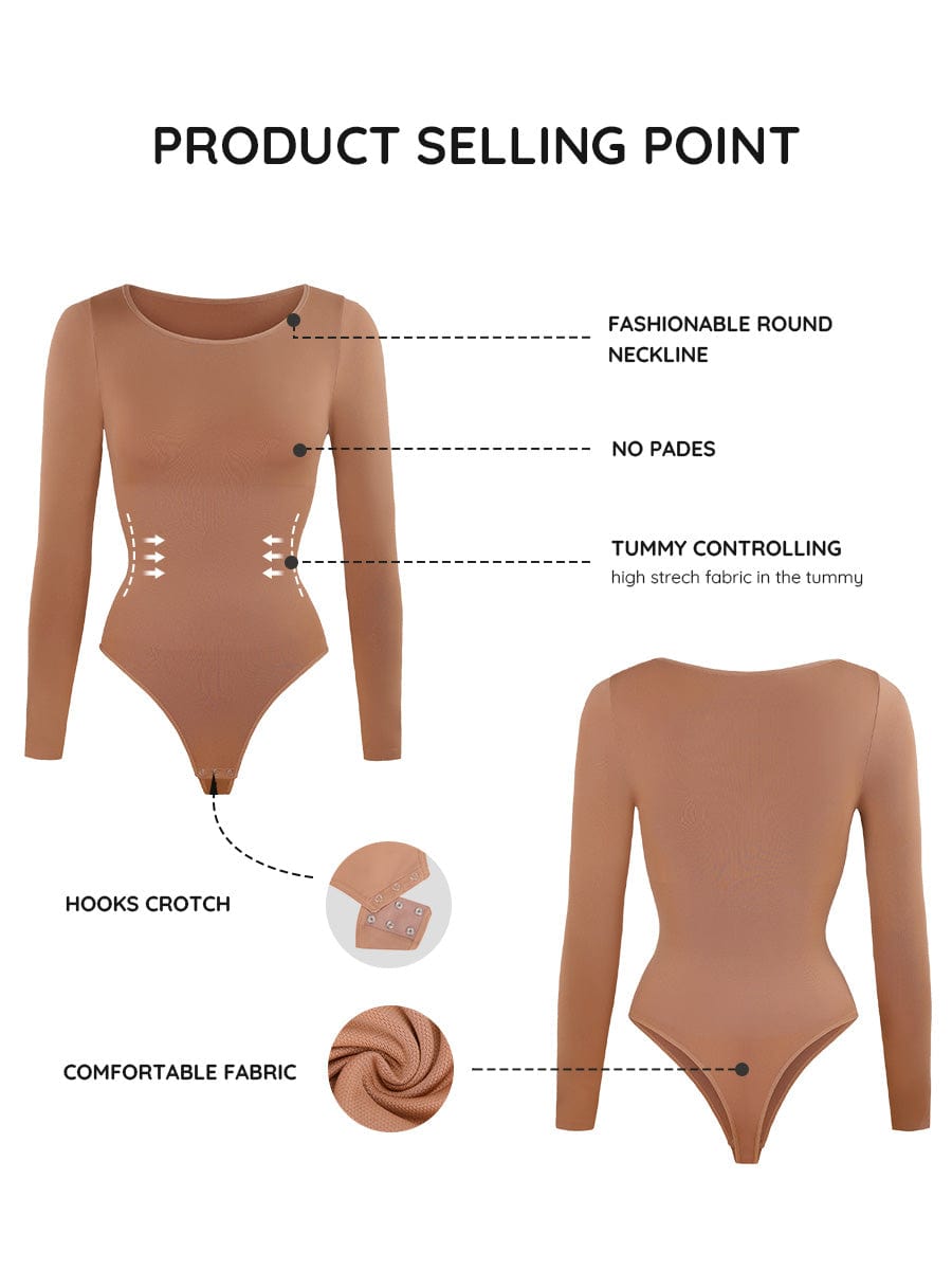 Seamless Long Sleeve Slim Corset Bodysuit 5
