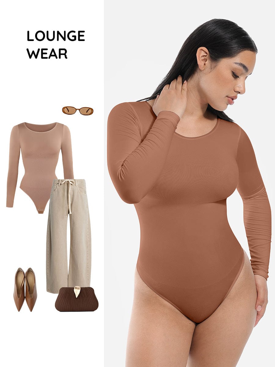 Seamless Long Sleeve Slim Corset Bodysuit 7
