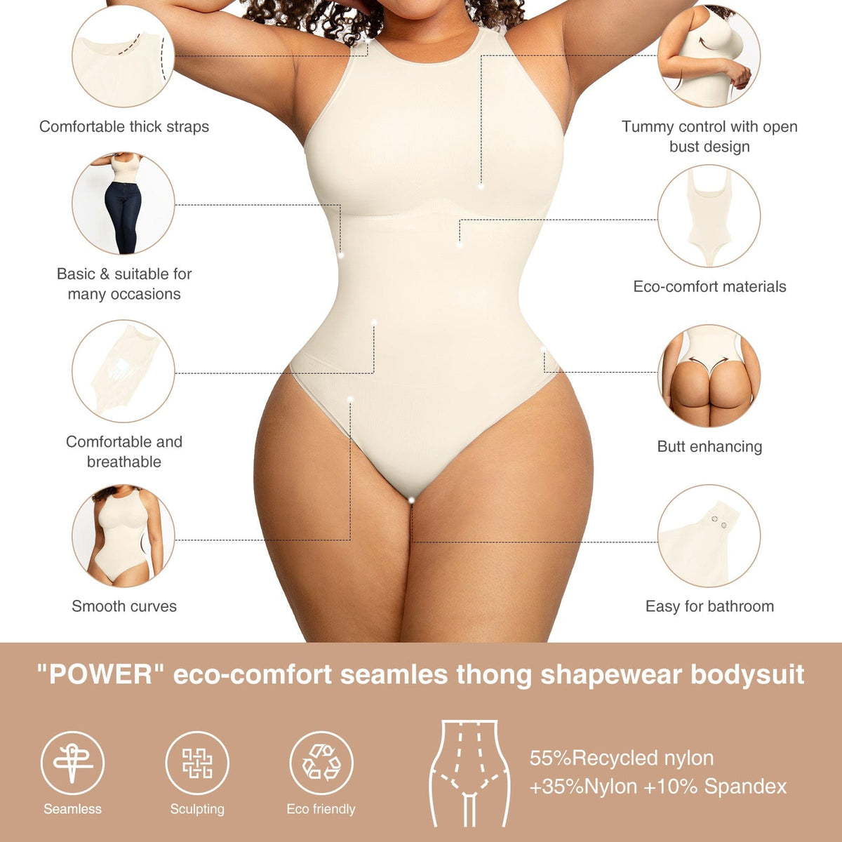 Eco-Friendly Outer Crew Thong Bodysuit 6